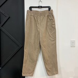 Vintage Haband For Her Tan Cotton Stretch Waist Pants Size Large Pockets